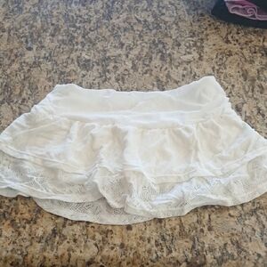 Halara White Eyelet Tiered Mini Skort